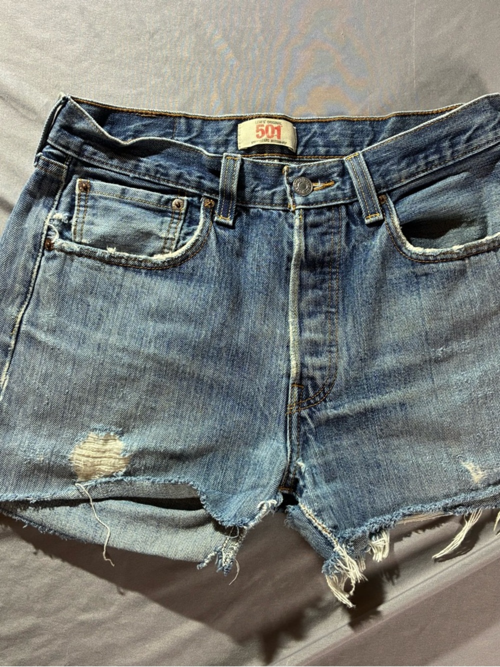 Levi's 501 Distressed Denim Cutoff Shorts - Blue